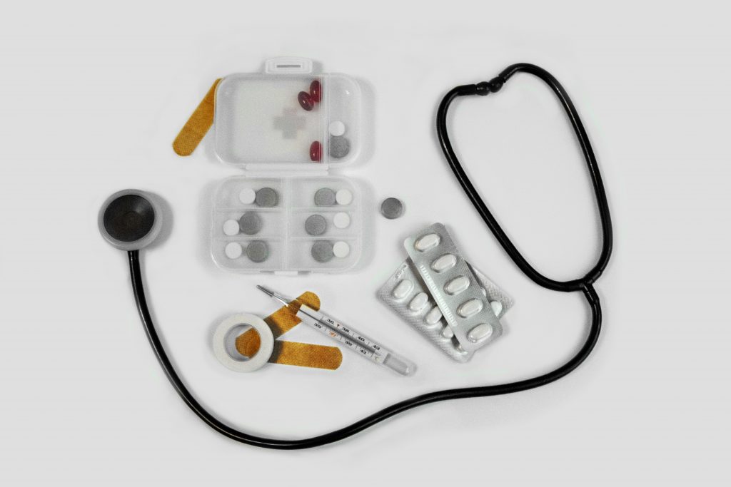 Stethoscope and medicine used by doctor