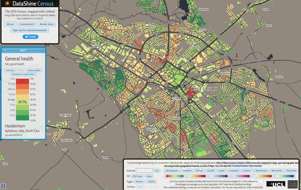 Screenshot of the datashine Interactive mapping tool